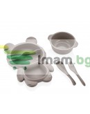 Комплект детски прибори за хранене, с анимационен тигър, тава за храна, купа за супа, вилица и лъжица